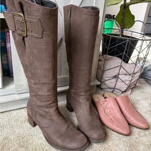 Paul Green Brown Leather Knee-High Boots